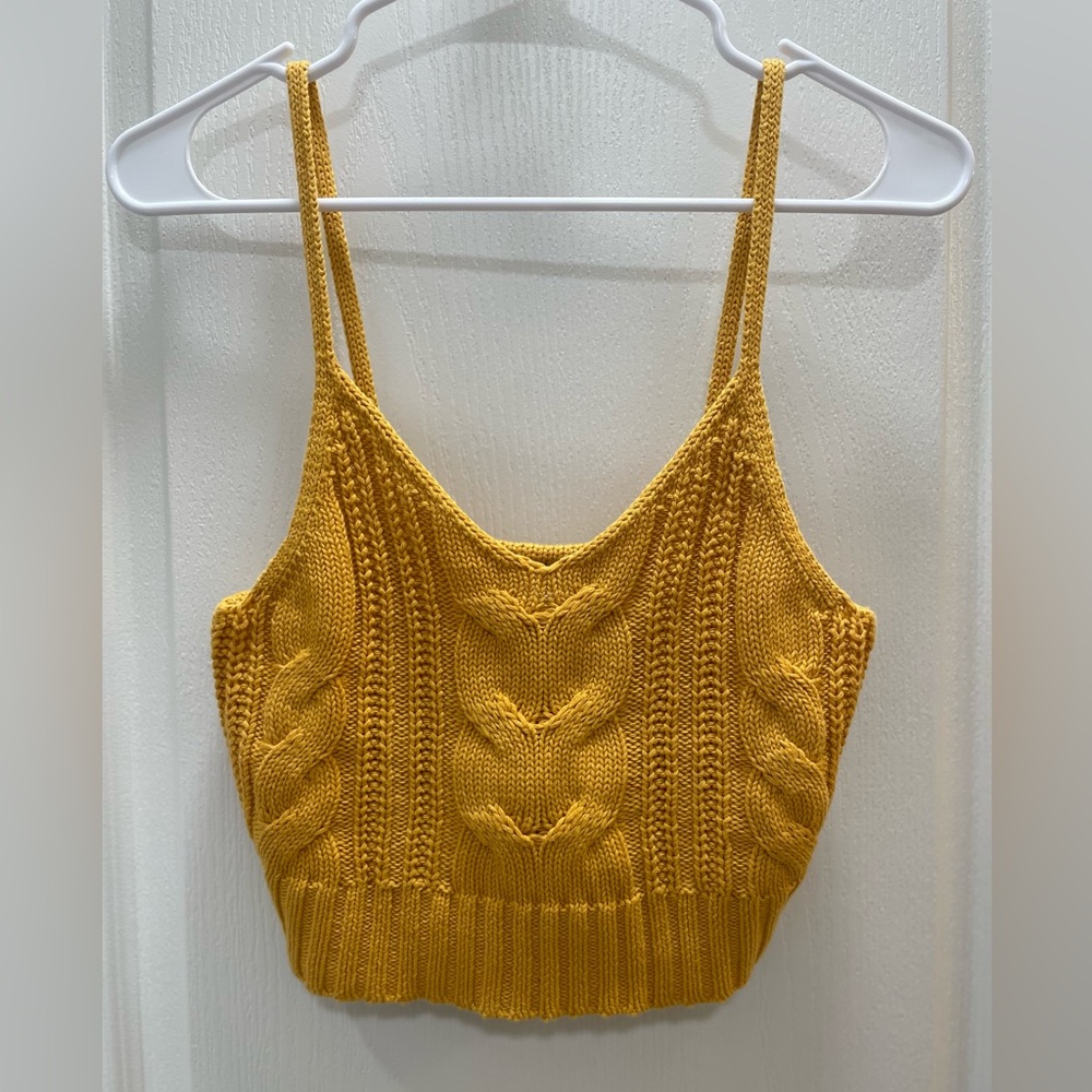 NWT American Eagle Outfitters Mustard Cable Knit Crop Camisole